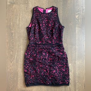 Milly hot pink dress with black lace